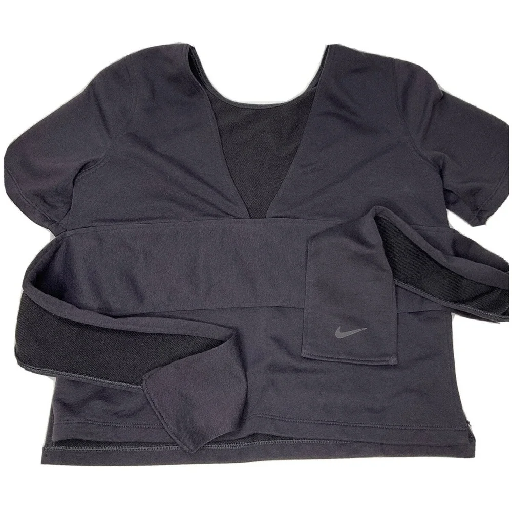 Nike Studio Yoga‎ Top Womens Sz L Short Sleeve Training Sweatshirt AR6367-080